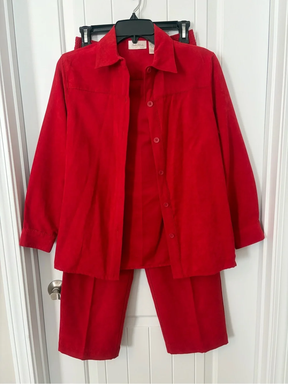 Studio Works Red Petite Button-Front Jacket & Pants Set